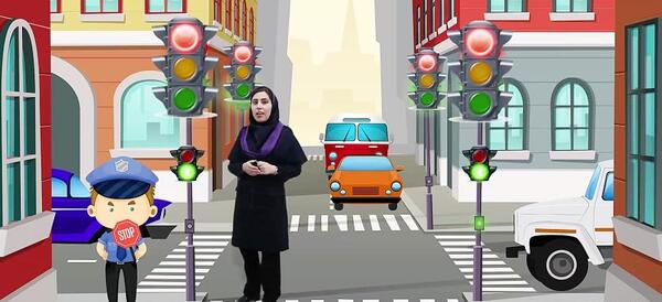 عکس نقاشی ساده خیابان و چراغ راهنمایی