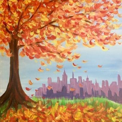 عکس نقاشی ساده دختر پاییزی