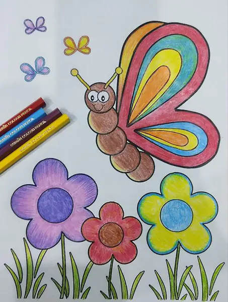 عکس نقاشی ساده پروانه رنگی