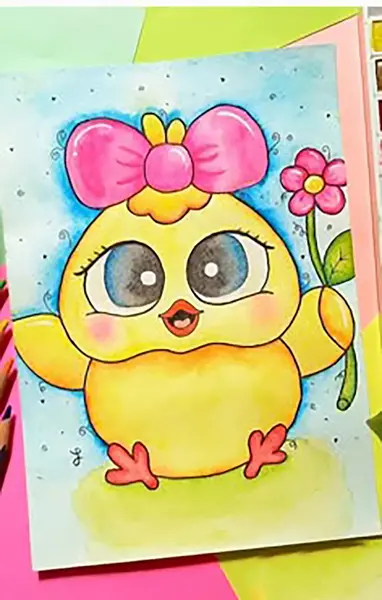 عکس نقاشی ساده بچه گانه دختر