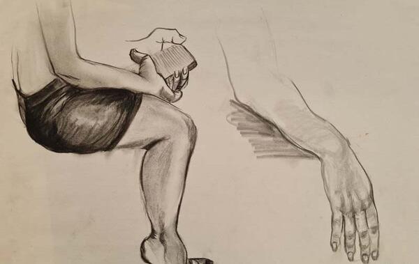 عکس نقاشی ساده آدم نشسته