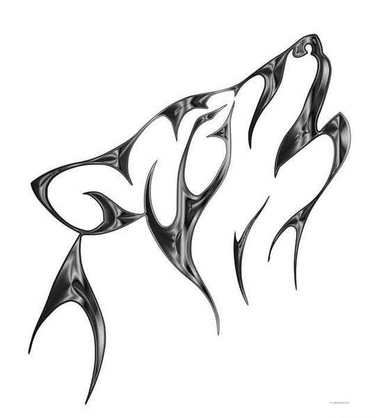 عکس نقاشی گرگ در حال زوزه