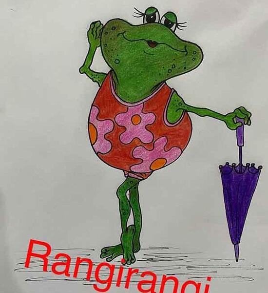 عکس نقاشی قورباغه با مداد رنگی