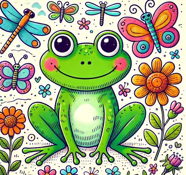 عکس نقاشی قورباغه با مداد رنگی