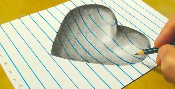 عکس نقاشی قلب سه بعدی