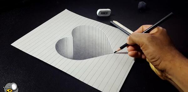 عکس نقاشی قلب سه بعدی
