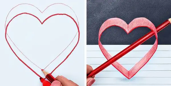 عکس نقاشی قلب سه بعدی