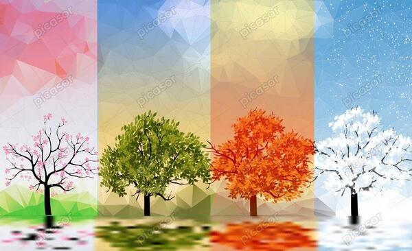 عکس نقاشی فصل بهار و تابستان و پاییز و زمستان