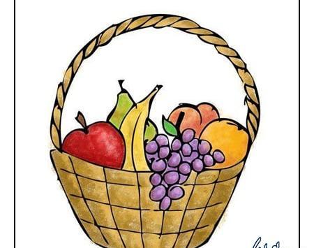 عکس نقاشی ظرف میوه روی میز