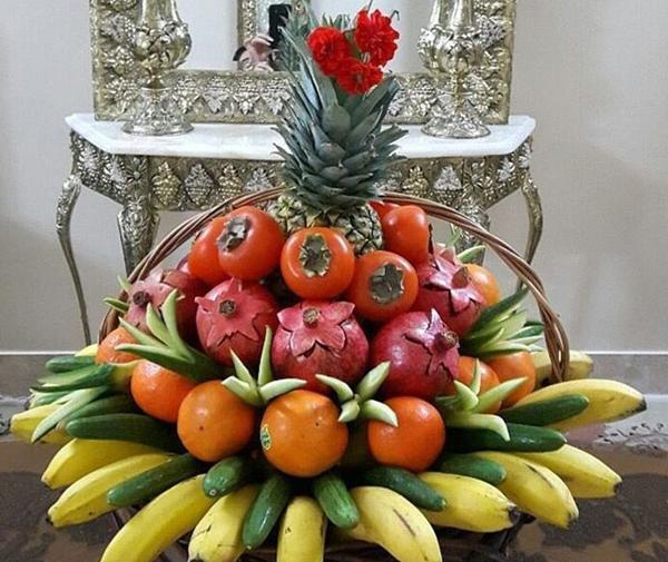 عکس نقاشی ظرف میوه روی میز