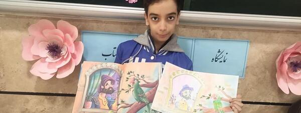 عکس نقاشی کودکانه طوطی و بازرگان