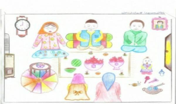 عکس نقاشی سفره هفت سین شب یلدا