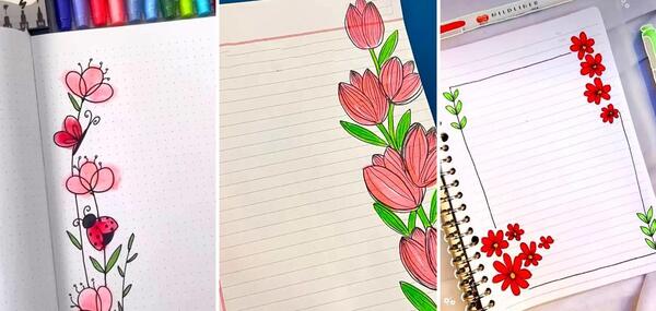 عکس نقاشی حاشیه دفتر مشق ساده