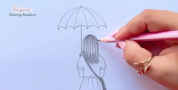 عکس نقاشی چتر سیاه قلم