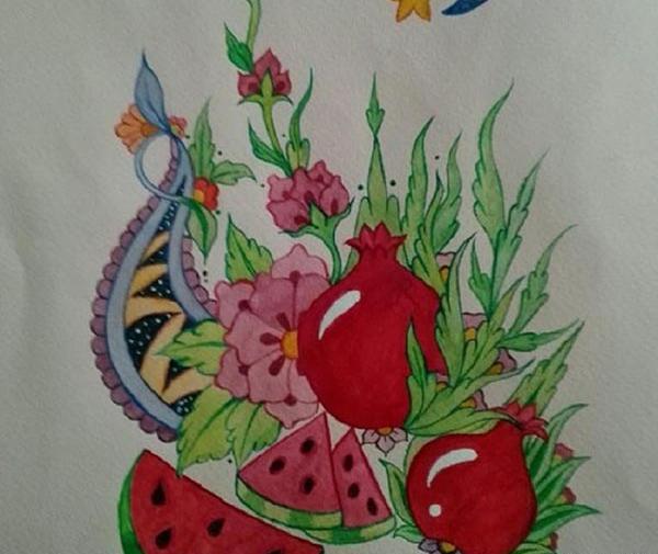 عکس نقاشی صورت یلدایی کودکانه