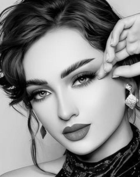 عکس نقاشی زیبا صورت دختر