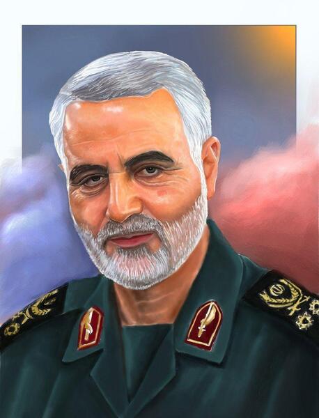 عکس نقاشی از صورت حاج قاسم سلیمانی