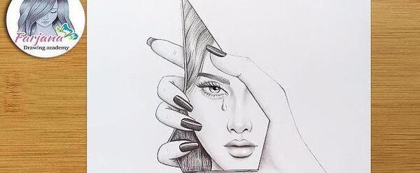 عکس آموزش نقاشی صورت دختر آسان