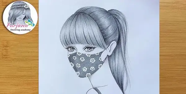 عکس آموزش نقاشی صورت یک دختر