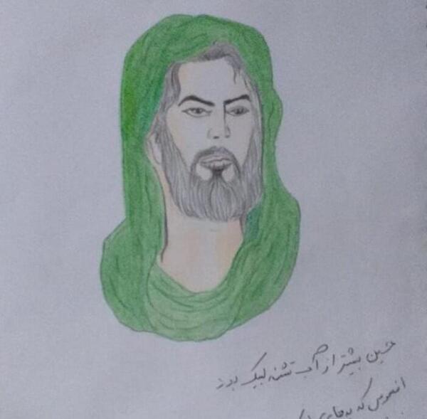 عکس نقاشی صورت امام حسین ساده