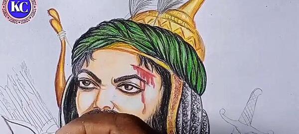 عکس نقاشی صورت امام حسین ساده