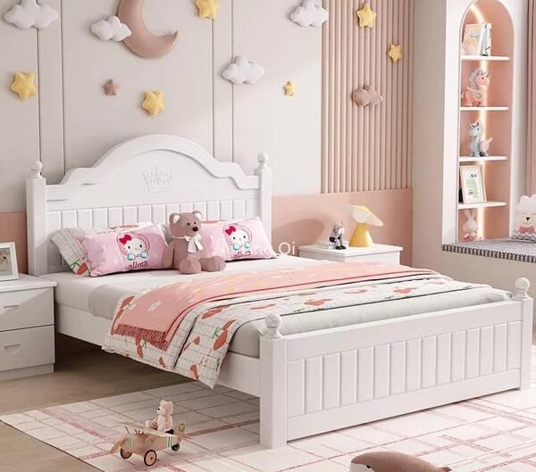 عکس تخت خواب چوبی دخترانه