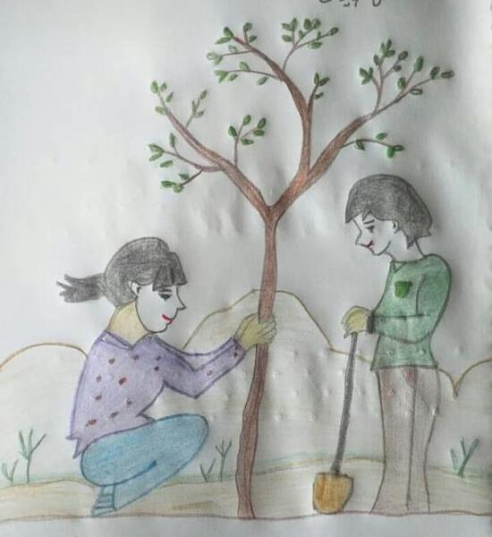 عکس نقاشی روز درختکاری کودکانه