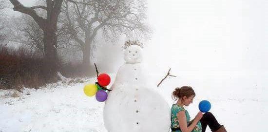 ژست عکس برفی بچه گانه