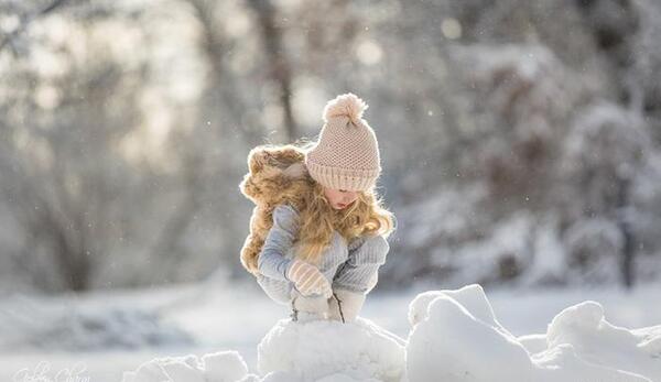 ژست عکس برفی بچه گانه