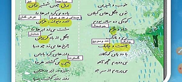 عکس کلاس چهارم شعر باران