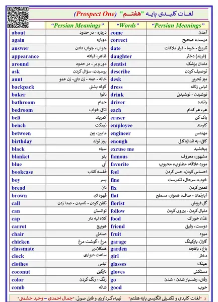 عکس زبان انگلیسی کلاس هفتم