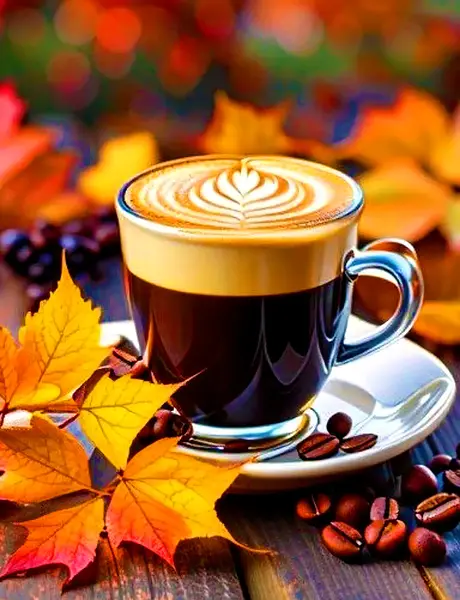 عکس فنجان قهوه و پاییز