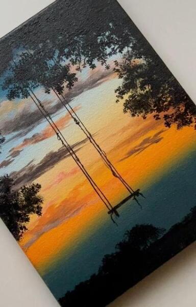 عکس ایده نقاشی ساده روی بوم