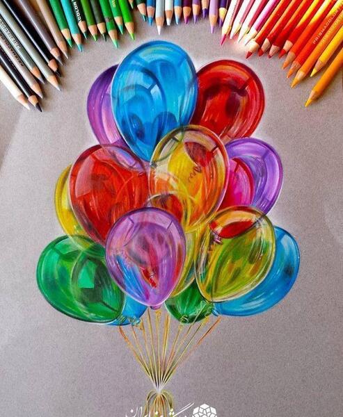 عکس ایده هایی برای نقاشی با مداد رنگی