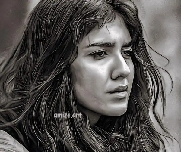 عکس ایده نقاشی چهره سیاه قلم