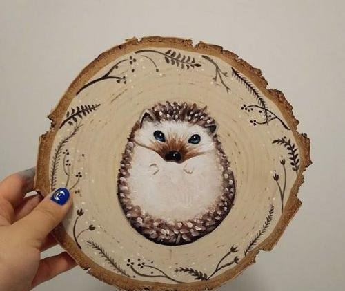 عکس ایده نقاشی روی چوب گرد
