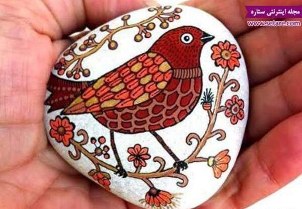 عکس ایده نقاشی روی سنگ با گواش