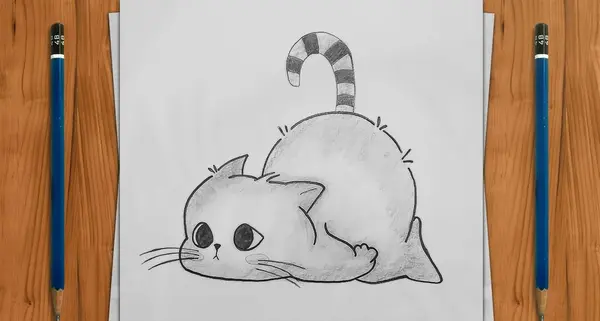 عکس ایده نقاشی گربه کیوت