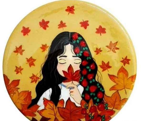 عکس ایده نقاشی یلدایی روی سفال