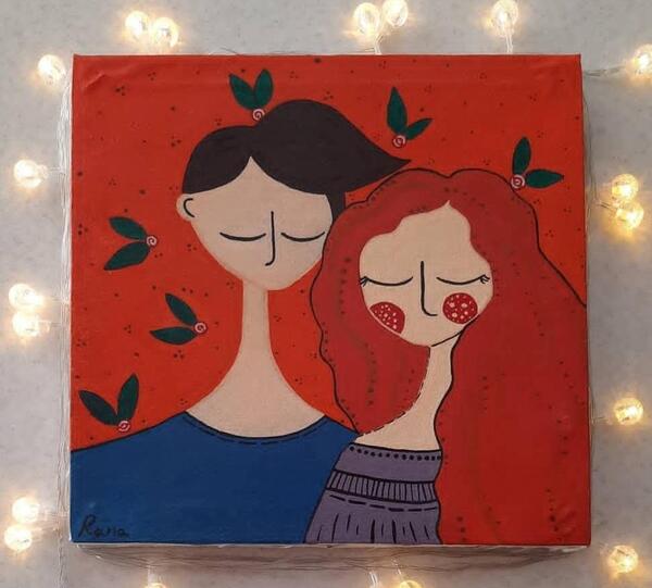عکس ایده نقاشی عاشقانه روی بوم