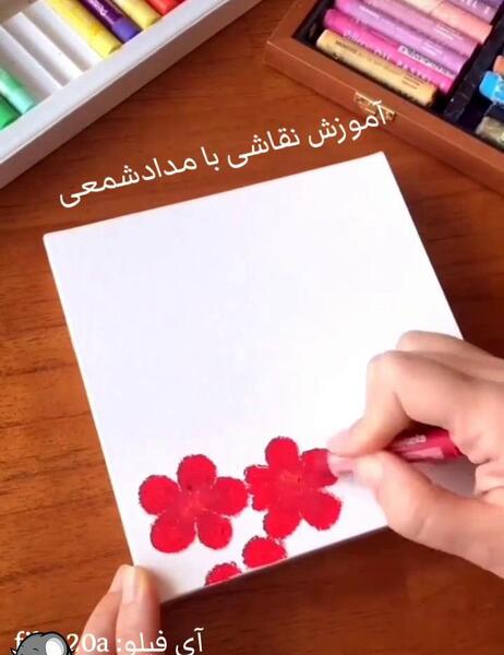 عکس ایده نقاشی کیوت با مداد شمعی