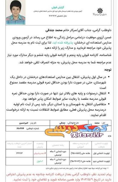 عکس کارنامه خالی ششم