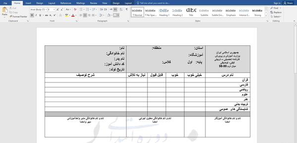 عکس کارنامه خالی ششم