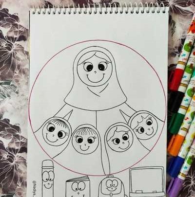 عکس نقاشی روز معلم ساده