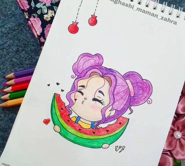 عکس نقاشی شب یلدا سخت