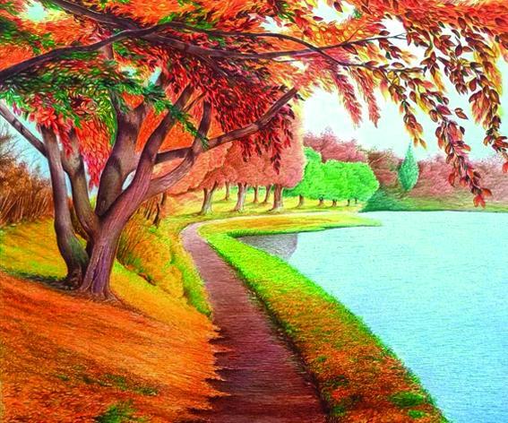 عکس نقاشی منظره پاییزی