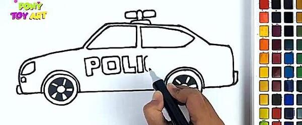 عکس نقاشی کودکانه ماشین پلیس
