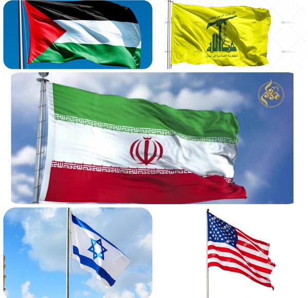 عکس پرچم فلسطین و لبنان