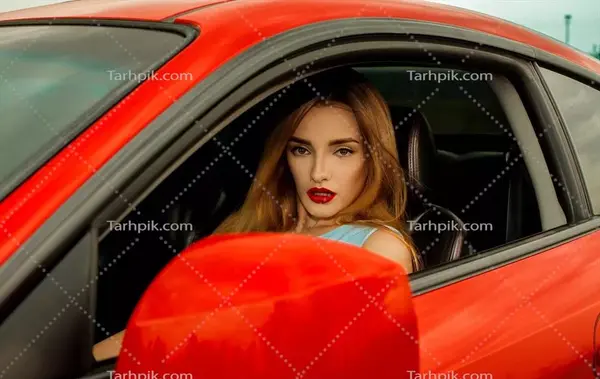 عکس دختر با ماشین قرمز