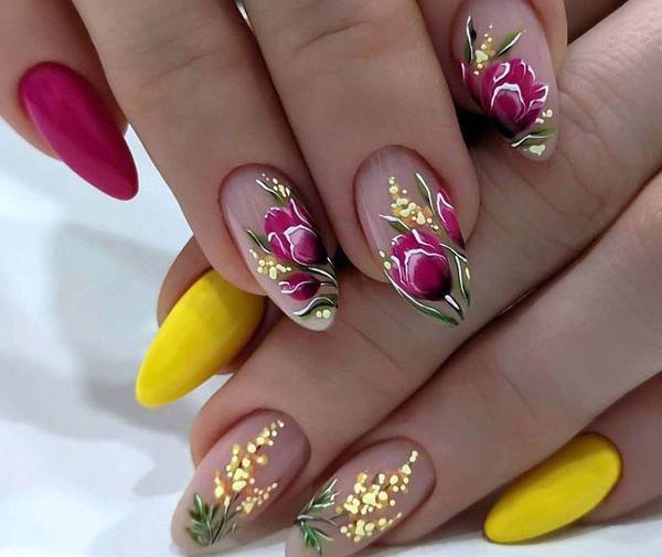 ایده عکس ناخن با گل